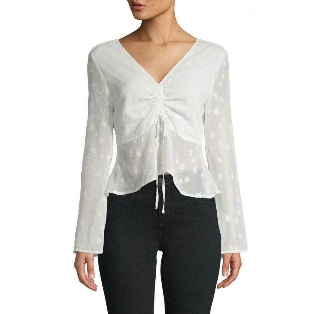 RENVY Ruched Long-Sleeve Top-XS